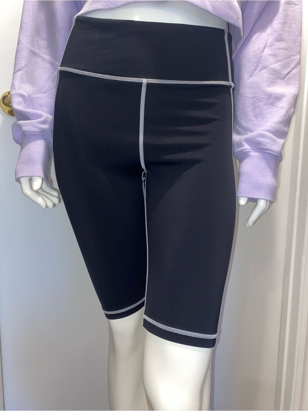 Kendall & Kylie Black Bike Shorts with Sleek Gray Stitching